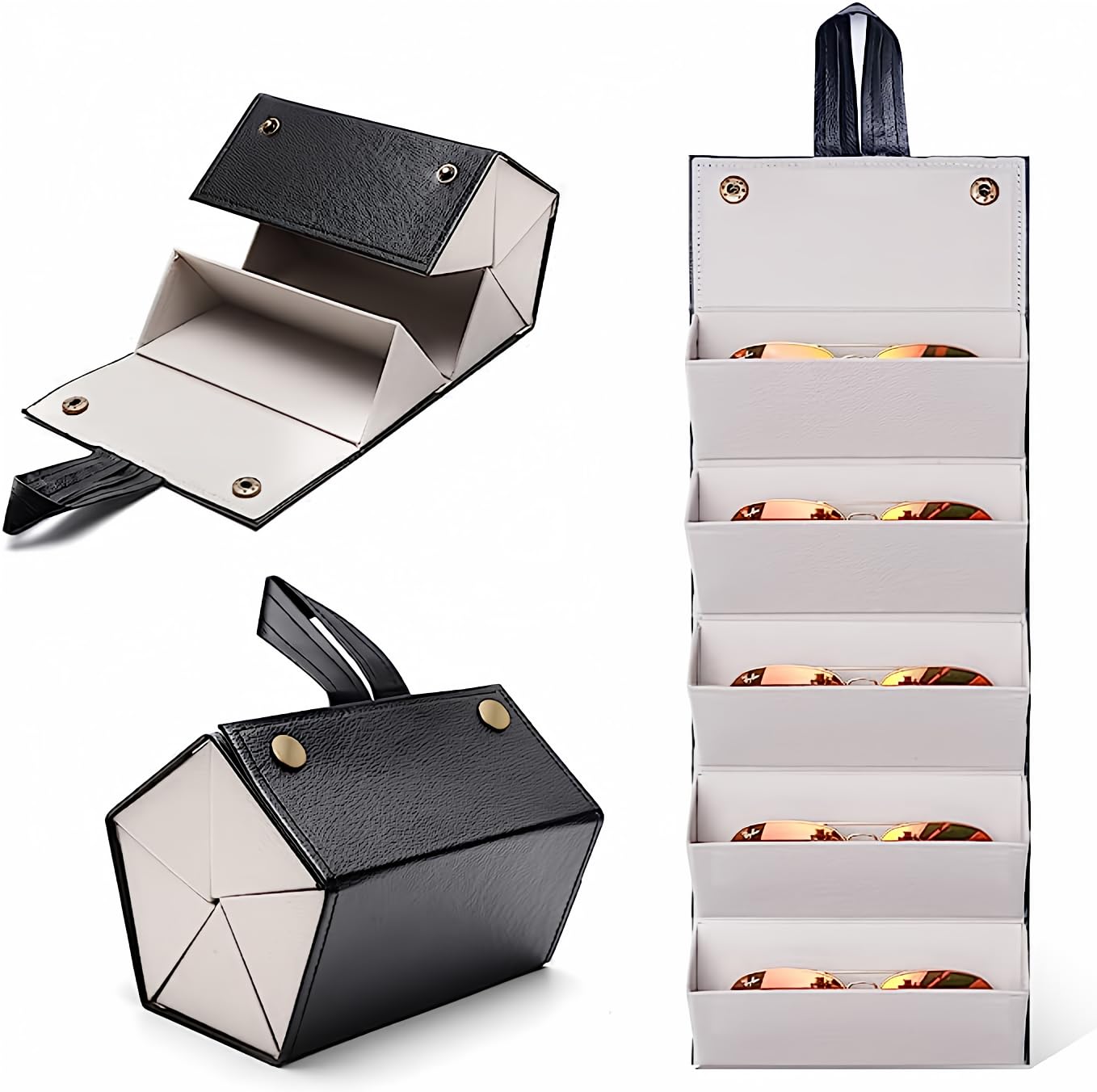 Multiple Pair Sunglasses Organizer for Travel, Sunglasses Travel Case for Men and Women, Ticacos Travel Sunglasses Orga