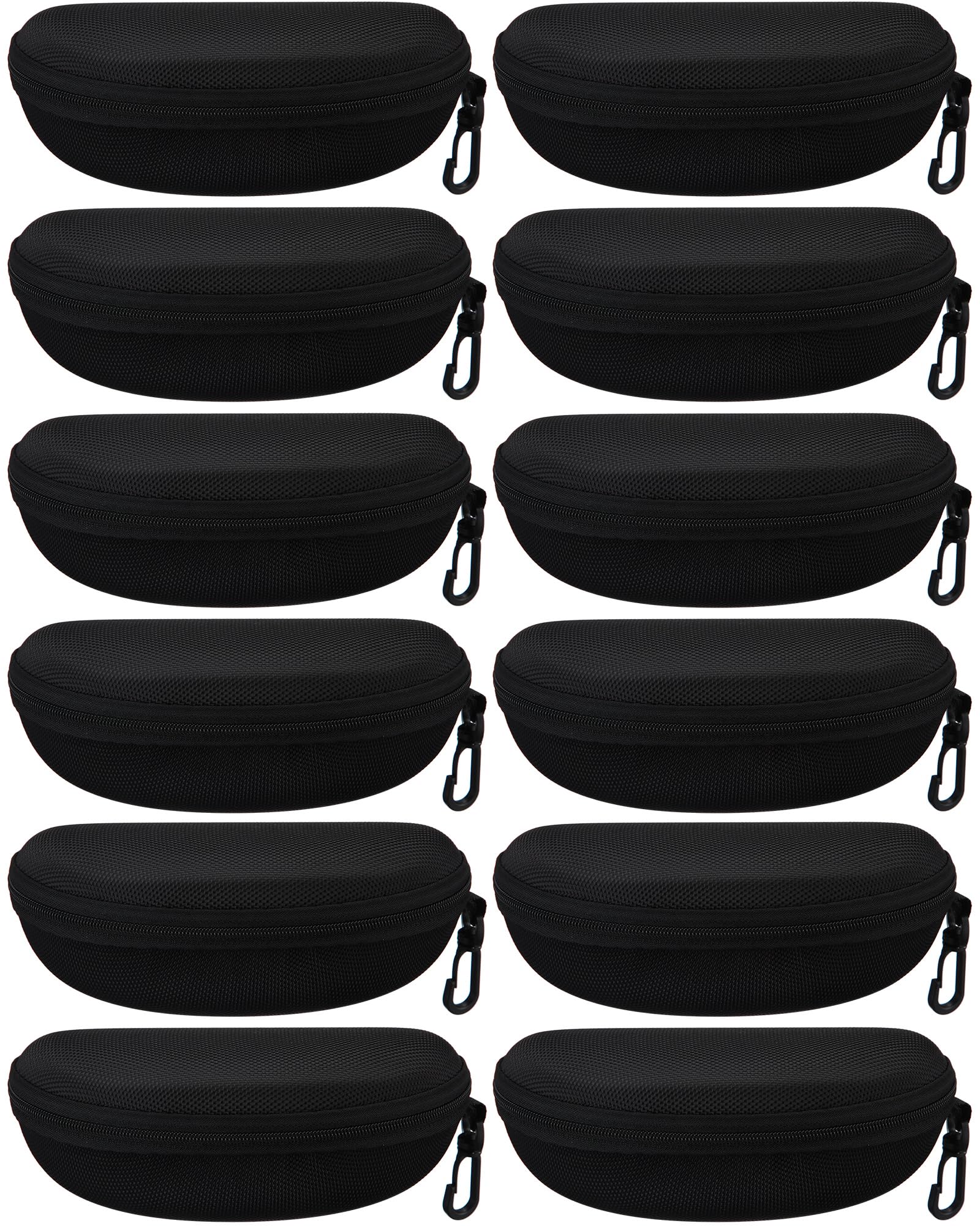 Weewooday 12 Pack Black Hard Shell Sunglasses Case for Men Women Portable Travel